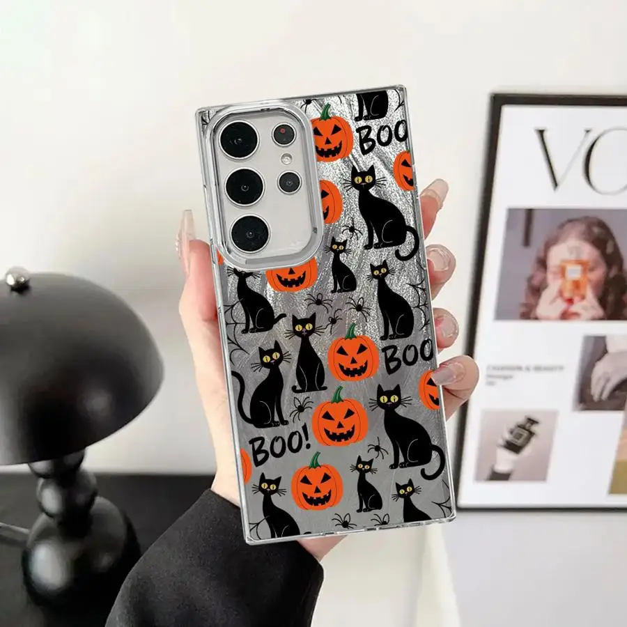 Cartoon Halloween Pumpkin Cat Case for Samsung Galaxy S20 FE S25 Ultra S22 Plus S23 S21+ S21 S20 FE S24Ultra Soft Shell