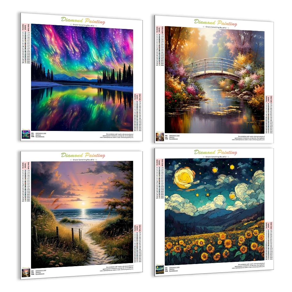 RUOPOTY-5D Crystal Diamond Painting,Scenic Aurora Park,Diamond Mosaic,Rhinestones,Diamond Art Accessories,Adults Crafts,Diy Kit