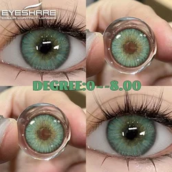 Eyeshare 1 par de lentes de contato coloridas com prescrição, lentes verdes para miopia, lentes cinza para pupilas, lentes de contato naturais para olhos