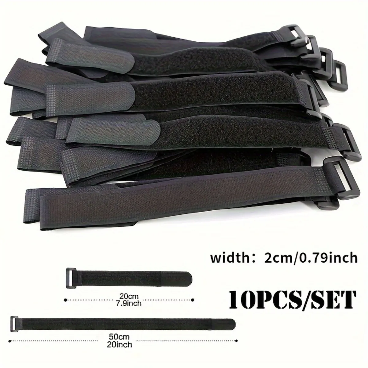 

10Pcs Reusable Nylon Cable Ties with Hooks & Loops, Durable Safety Straps for Cable Management