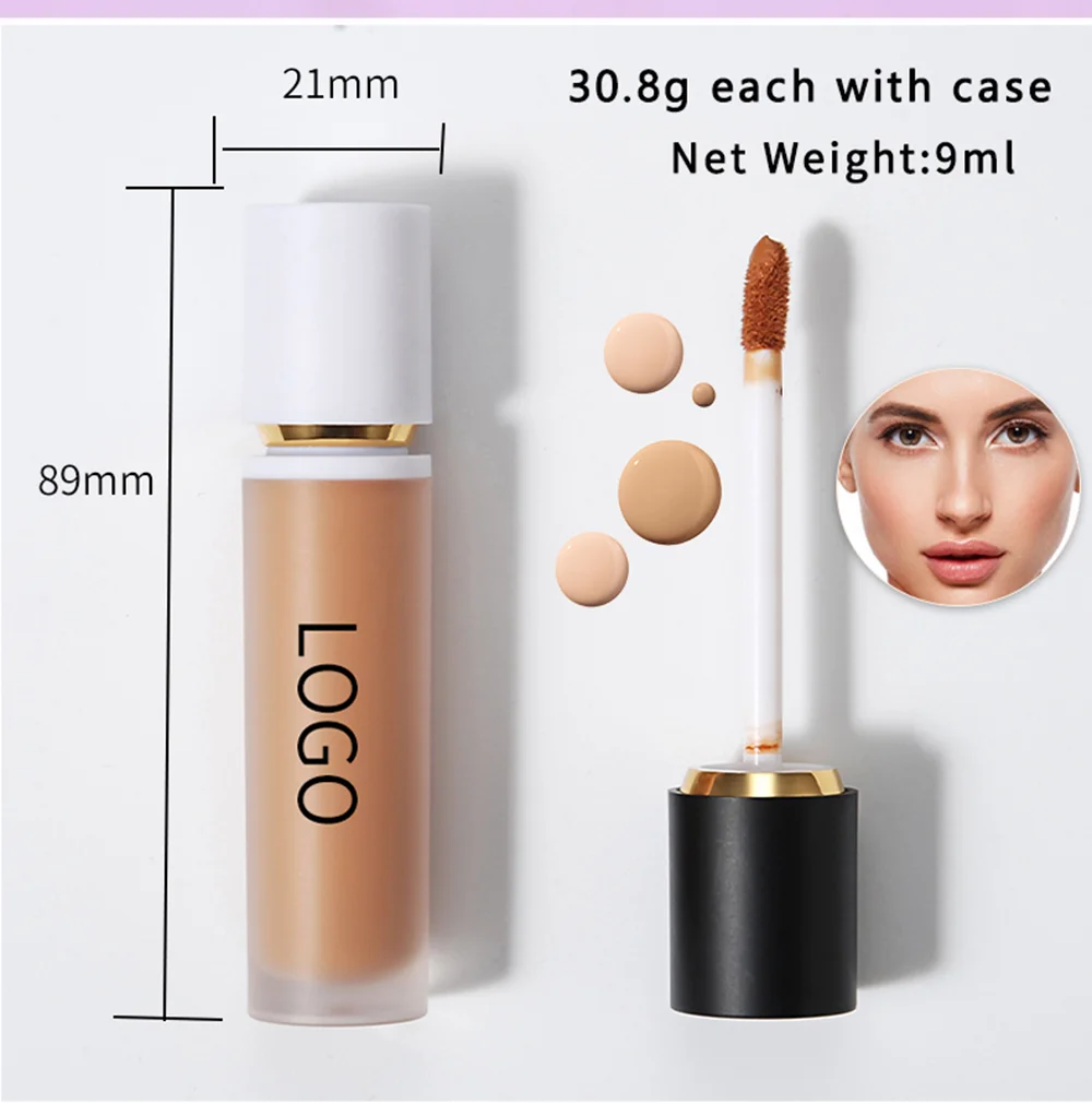 Private Label 9ml Full Coverage Liquid Concealer Custom Logo Natural Finish Long Lasting Cover Waterproof Makeup Wholesale