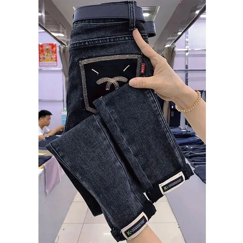 Spring Autumn Vintage Women Jeans New Pencil Denim Pants High Waist Slimming Design Sense With Elastic Small Feet Pants Female