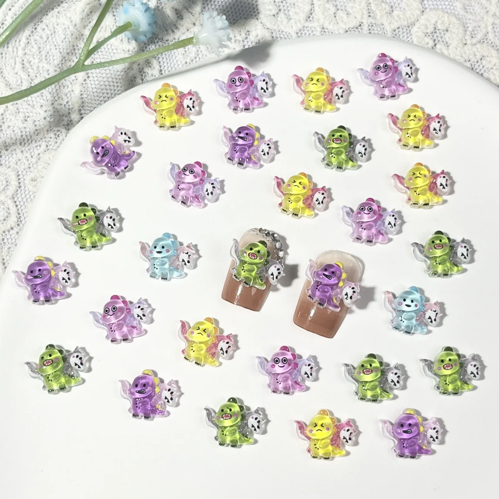 20pcs miniso elephant cartoon nail charms for diy nail making cute mini resin flatback nail art decoreation