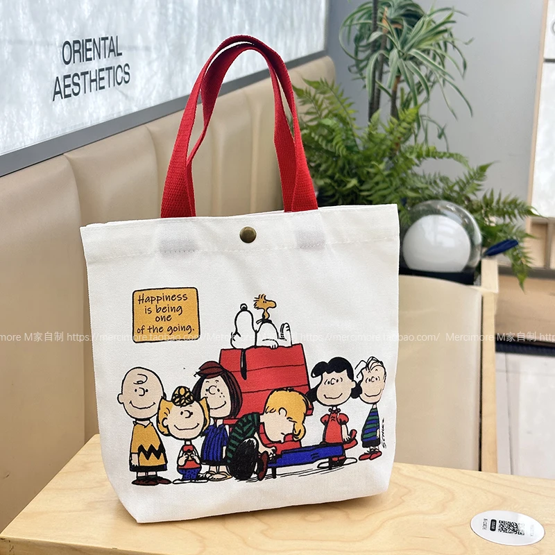 

Snoopy Canvas Tote Bag Reusable Large Capacity Cartoon Grocery Shopping Bag