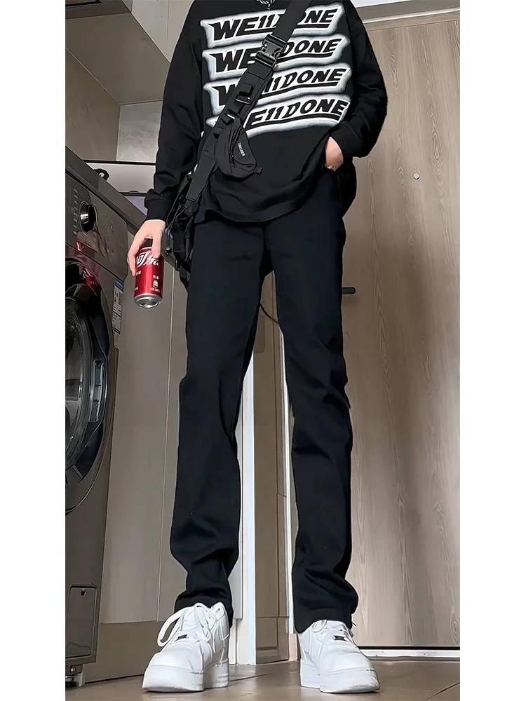 

Bla Fce Lined Straight Leg Stretchy Slimming Jeans Men's Faion Brand Autumn Winter High Street Elastic Long Pants