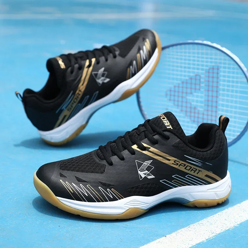 Men Women Sport Badminton Training Shoes Black Unisex Fitness Athletic Tennis Shoes Non-slip Boy Girl Volleyball Sneakers 8205