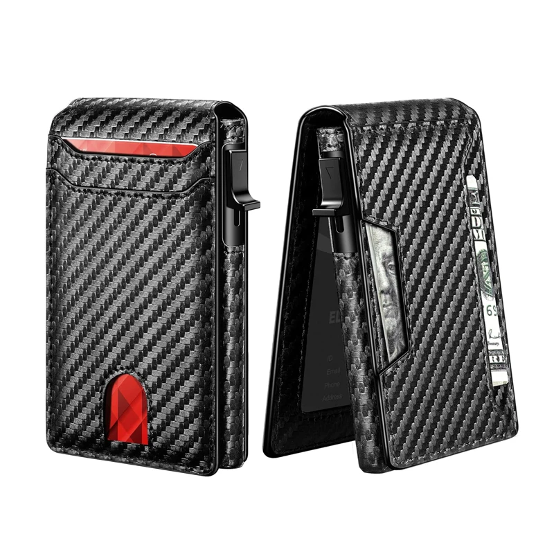 

Men Minimalist Portable ​Wallet RFID Blocking Pop Up Wallet Credit Card Holder Bifold Carbon Fiber Walle