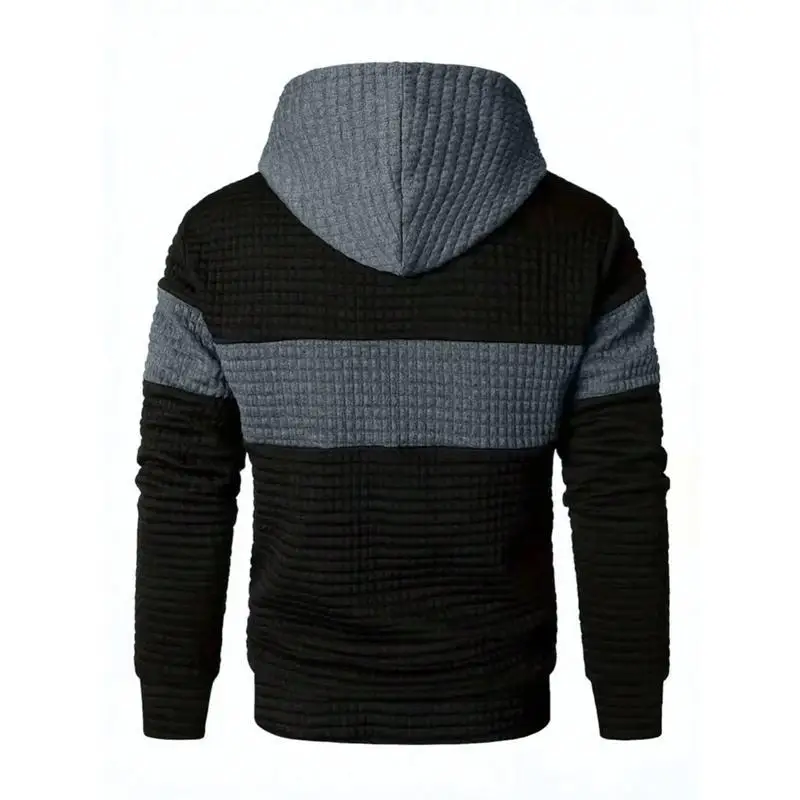 Men's Jacquard Colorblock Long Sve Hoodie Patchwork Design Comfortable Breathable Sweatshirt for Hiking Summer Season Animal ...