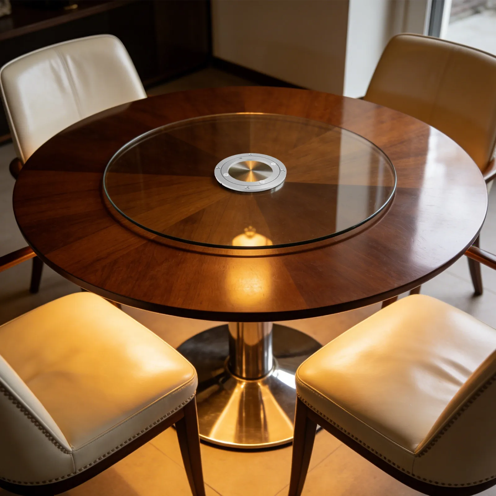 1 Aluminum Alloy Dining Table Turntable Base Silent Swivel Bearing Heavy Duty Rotating Plate for 25-30Cm Table Top Serving Tray
