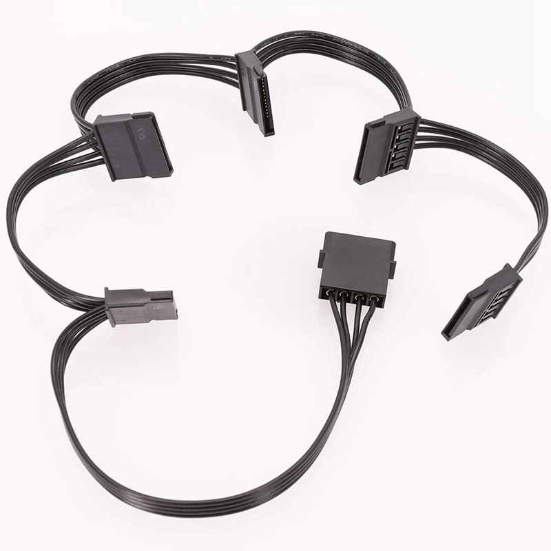 2 buah Molex 4Pin IDE ke 5 SATA 15Pin Hard Drive Power Supply kabel Splitter untuk DIY PC Sever 18AWG 4-Pin ke 15-Pin Power