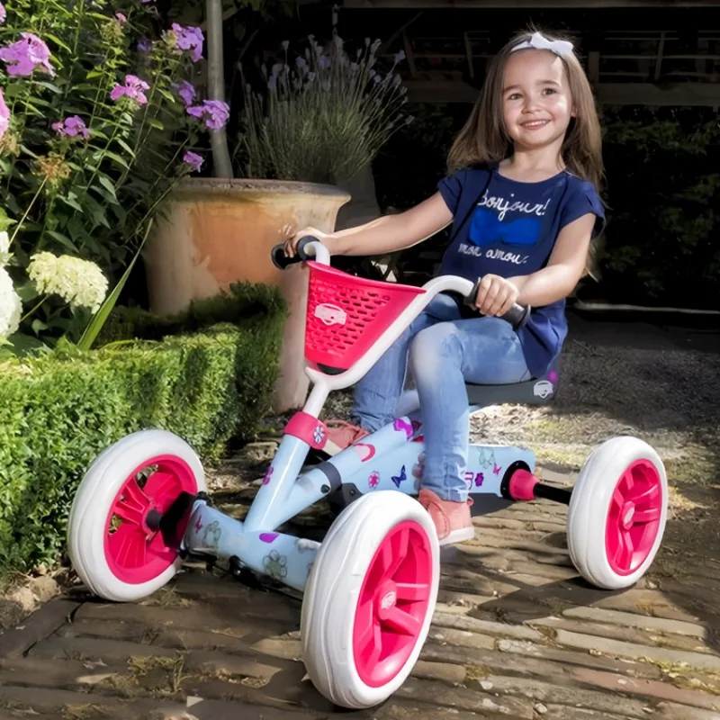 Cochecitos de bebé de cuatro ruedas para niños, 10 pulgadas, polvo de flor de cerezo, bicicleta de Pedal para niñas de 2 a 6 años, regalo de cumpleaños para niños