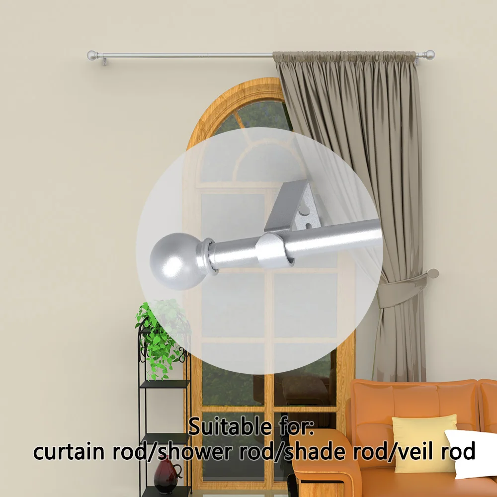 Home Decoration, 0.63 inch Iron Splicing Curtain Rods/Roman Rods, Classic Curtain Rods with Small Ball Decorative Heads, Length