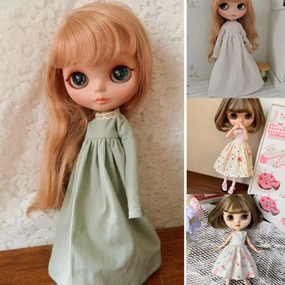 Robes imprimées sans manches, Mini accessoires de bricolage, robe de princesse, vêtements Vintage mignons pour poupées azone ob24