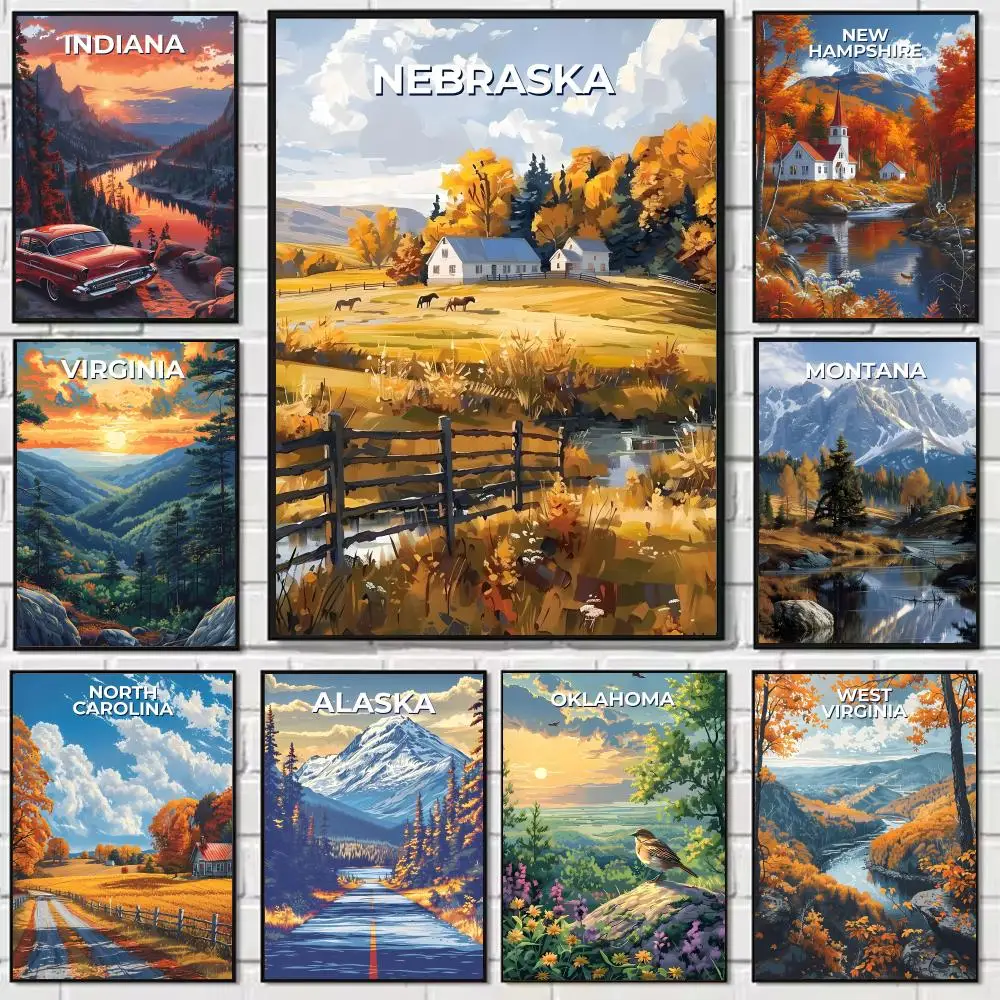 

Landscape Vintage Travel Painting Calligraphy Modern Waterproof Wall Art Print For Home Living Room Bedroom Office Decor