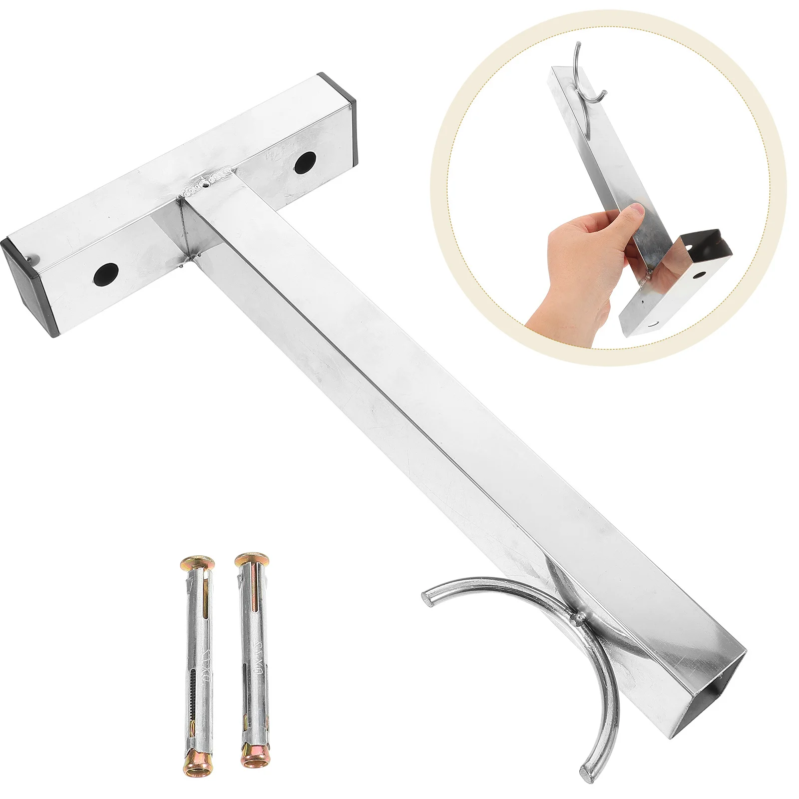 

Heavy Duty Wall Mount Clothes Hanging Rod Base Stainless Steel Side Mounted Drying Rack for Bathroom Balcony Shelf Rod Support