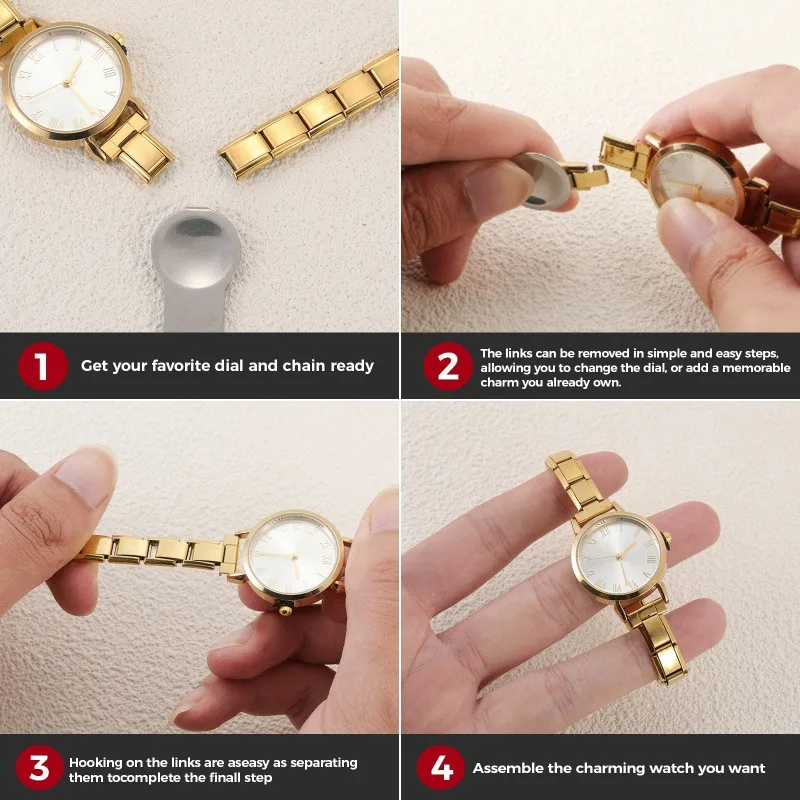Mode Uhr Stecker Edelstahl Fit 9MM Italienischen Charme Links frauen Quadratische Uhr Header Linker Armband DIY Schmuck geschenk – Detail 19