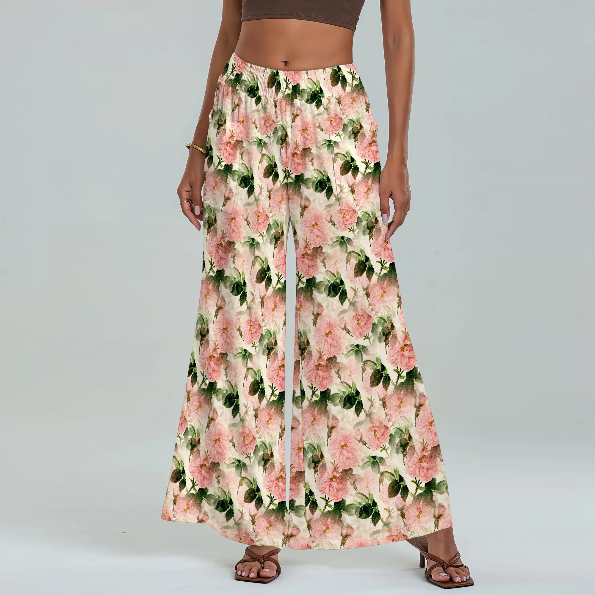 

Women's Wide Leg Pants with Pockets All Seasons Casual Comfort Floral Pattern for Date Night Wedding Guests