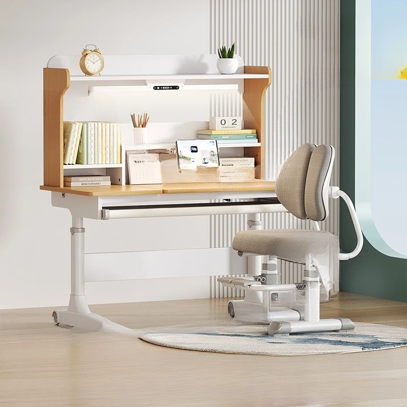 

Children's study table, primary school students' desk can be lifted and lowered, eye protection, writing, solid wood homework,