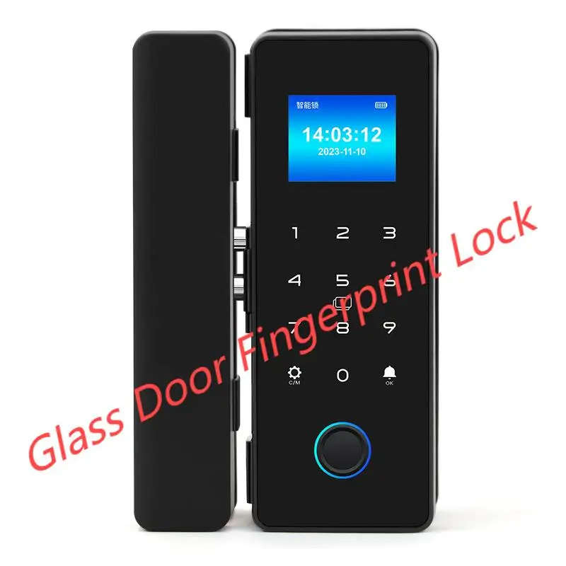 

Glass Door Lock With Thickness Of 10-12mm Support Fingerprint + IC card + Password No Need To Punch Holes Clip-type Installation