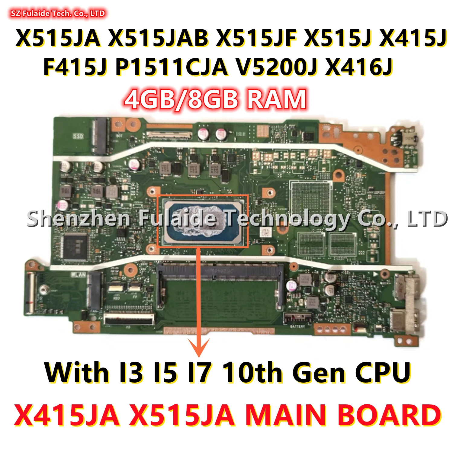 X415ja x515ja Hauptplatine für asus x515ja x515jab x515jf x515j x415j f415j p1511cja v5200j x416j Laptop-Motherboard i3 i5 i7 CPU