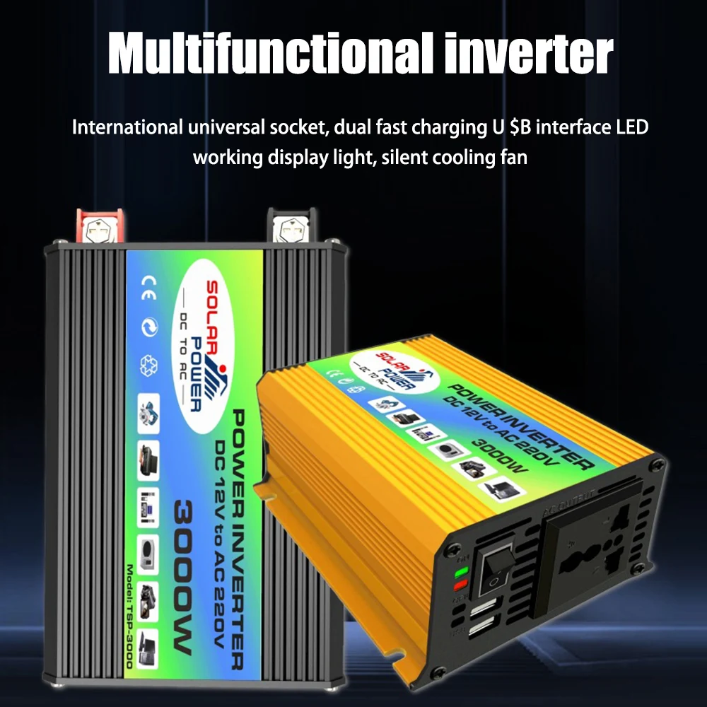 300W Pure Sine Wave Inverter DC 12V to AC 110V/220V Voltage Converter Solar Car Inverter