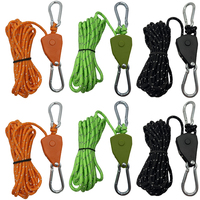 6Pcs 4mm 4m Camping Tent Tie Down Rope Tightener Awning Rope Hook Tie Down Fastening Wind Rope Buckle Pulley Ratchet Hangers