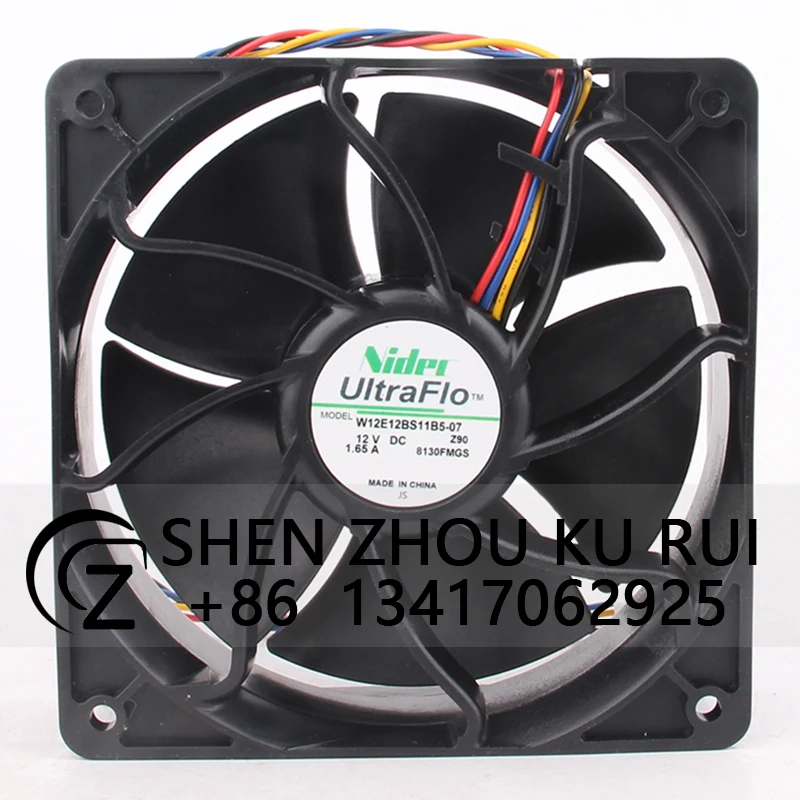 Case Fan Dual Ball Bearing for Nidec W12E12BS11B5-07 120*120*38mm 12V 1.65A 12038 PWM Temperature Control Cooling Fan