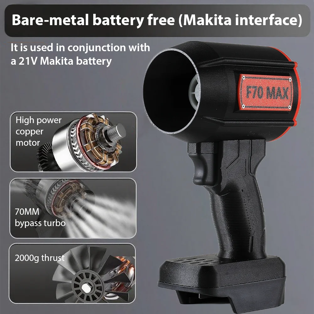 

2000 г электрический бесщеточный беспроводной электрический воздуходувка Goddess 70 мм турбореактивный вентилятор ручной инструмент для выдувания пыли для Dewalt/Makita