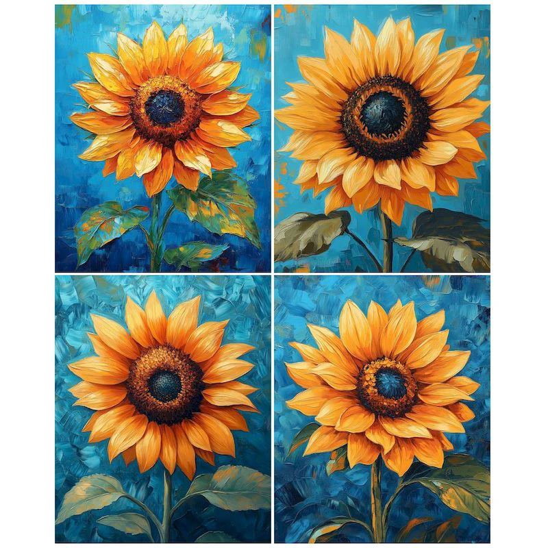 

GATYZTORY Oil Painting By Numbers Handpainted Picture Drawing Sunflowers Flowers Diy Crafts On Canvas Gift For Adults Home Decor