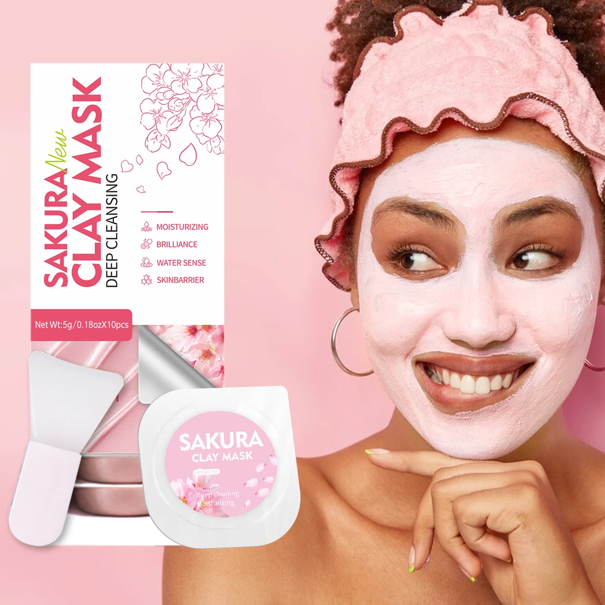 5g/0.17oz*10 Sakura clay mud mask deep cleansing mild non-irritating brightens skin tone moisturizing mask