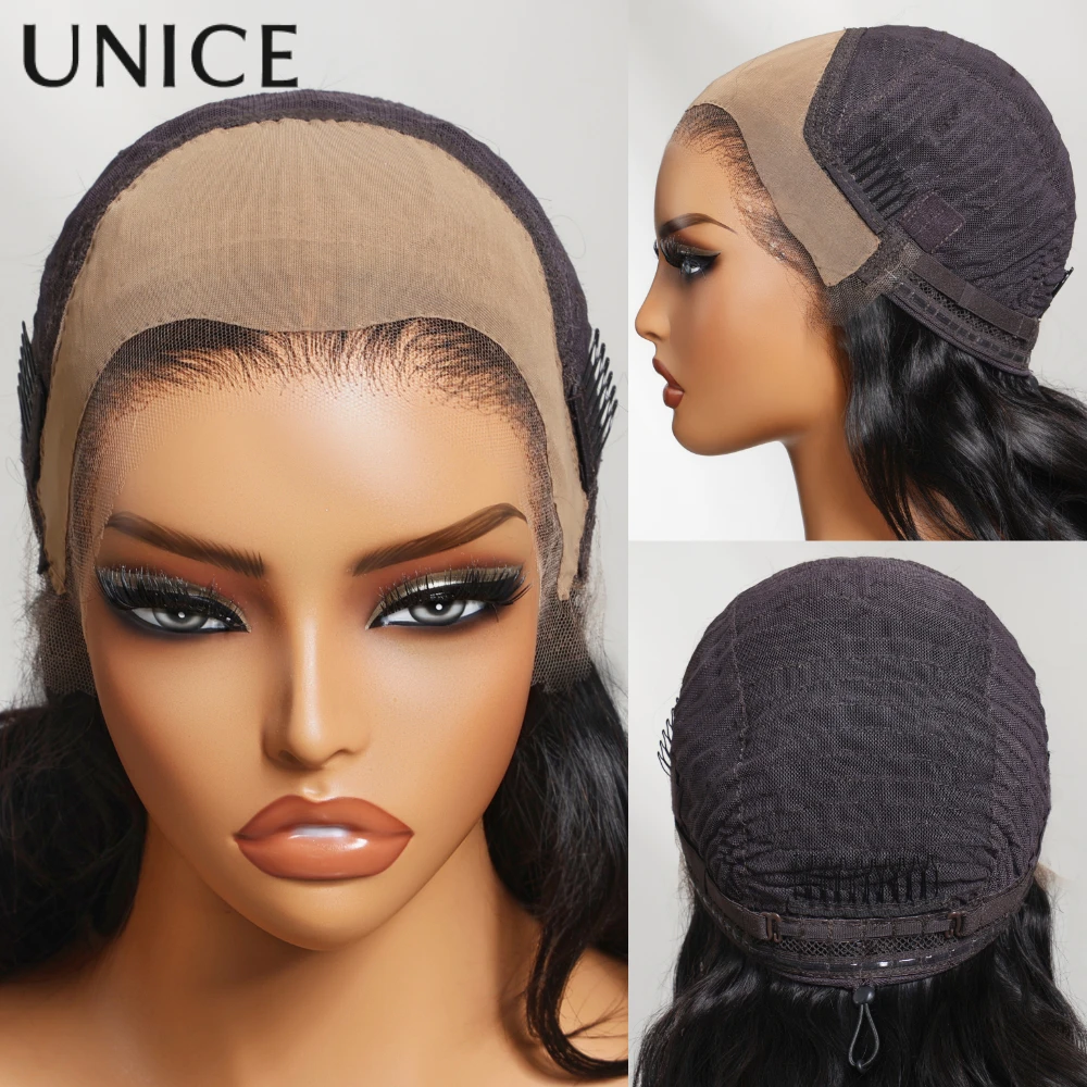 UNIZIA # Peluca de encaje recto Yaki de 4 colores marrones con flequillo corte en capas 4x2 parte media peluca de cabello humano con frente de encaje 150% de densidad