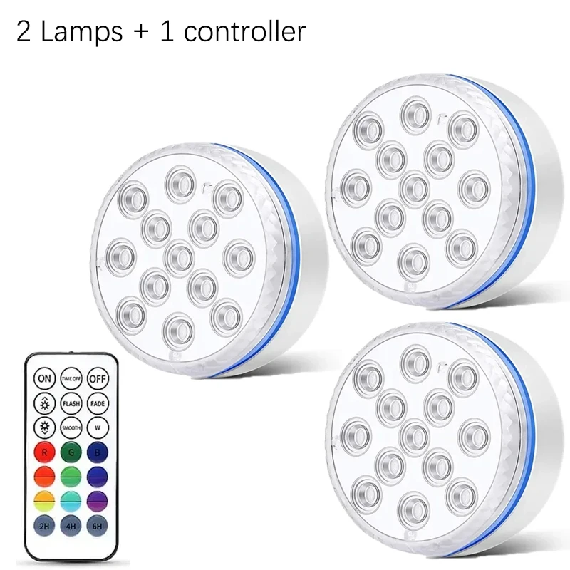 New Double-layer Waterproof RGB 13LED Swimming Pool Underwater Light Wireless Remote Control Floating Bathtub Light