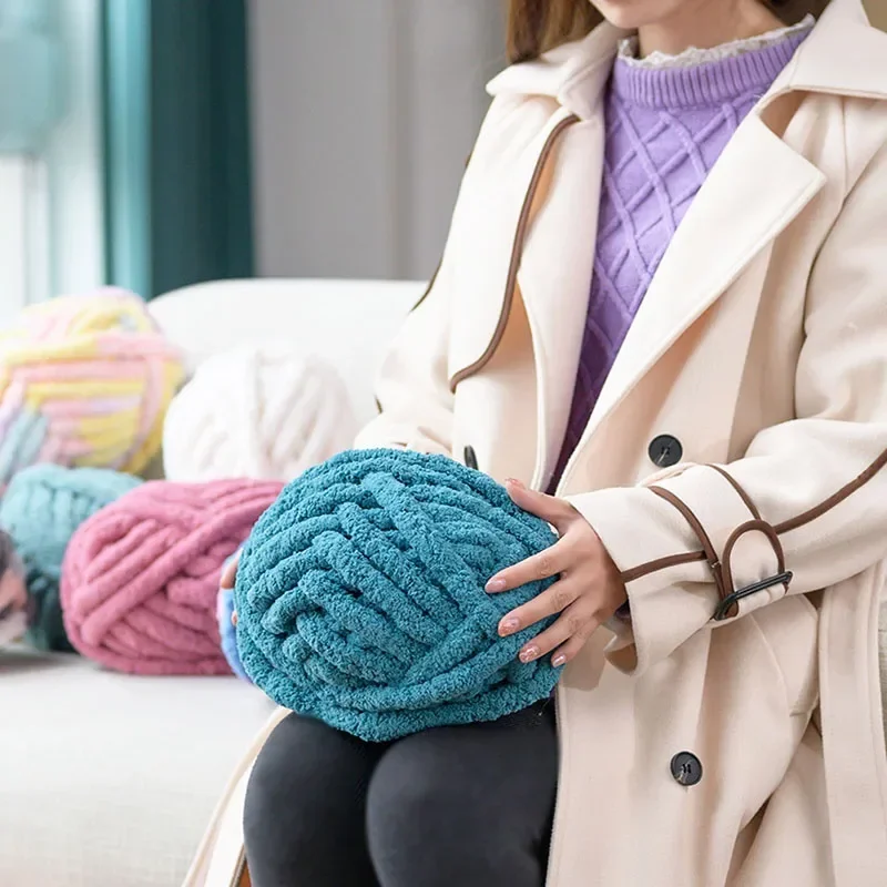 220g Extra Thick Handmade Yarn Thread Large Ball Ice Stripe Thread Hand Woven Scarf Blanket Seat Cushion Pet Nest Thread Ball