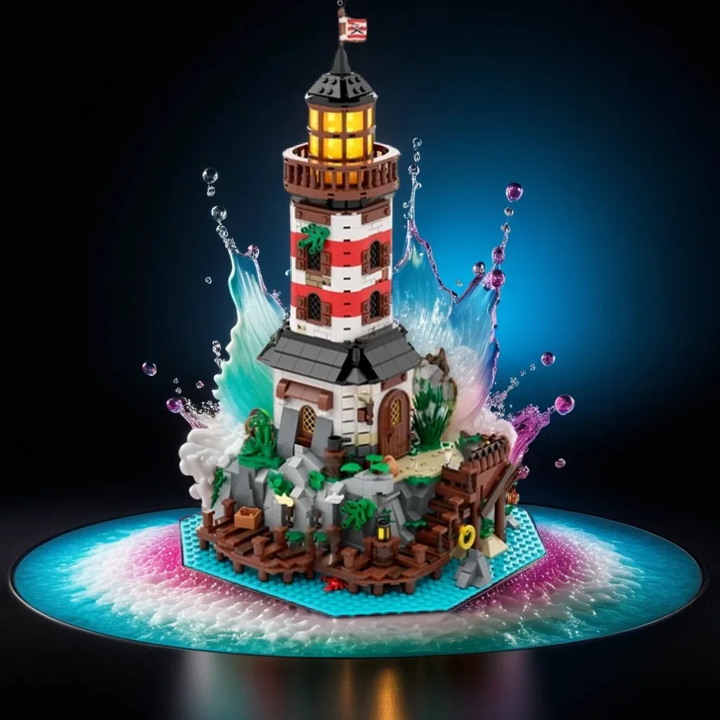 

1144 шт. Moc Empire маяк DIY пираты убежище дом творческое образование модель строительные блоки игрушки на день рождения подарок для дисплея