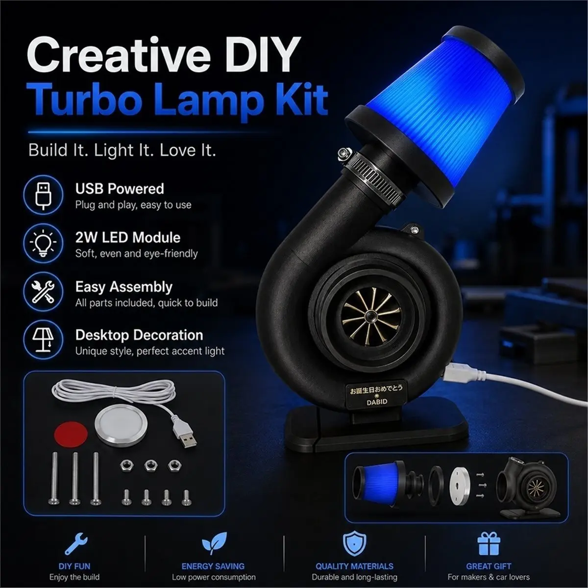 For 3D Printer Multi-Color Creatives Turbo Lamp DIY Assembly and Soft & Even Creatives Lighting DIY for 3D Printer Part
