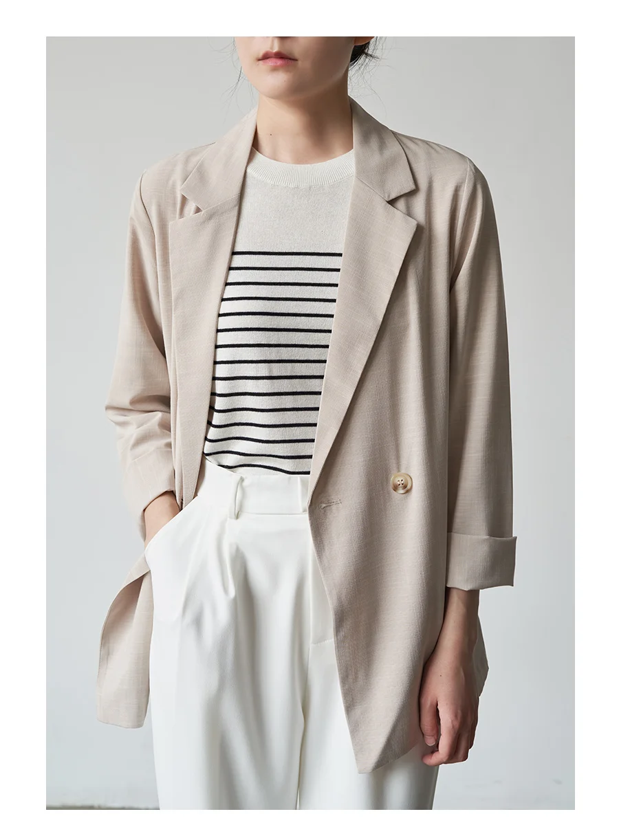 LIMONN Design Sensual Thin Air Conditioning Peach Color Suit Jaet Casual Commute Sle Spring Summer New Arrival Women's Fa...