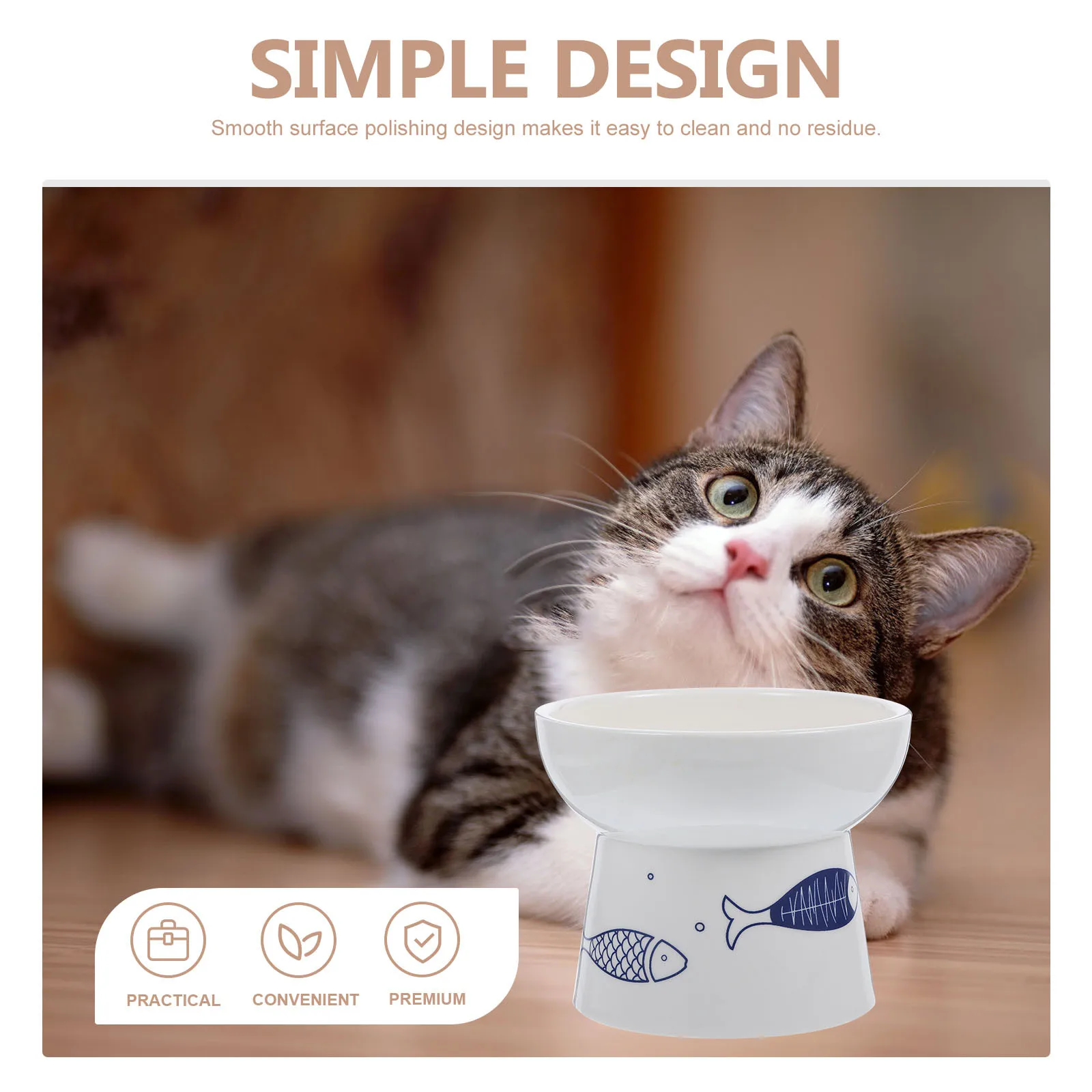 

High-Grade Ceramic Pet Bowl Wear-Resistant Nonslip Floor Feeding Bowl for Cat Kitten Puppy Daily Use Comfortable Design