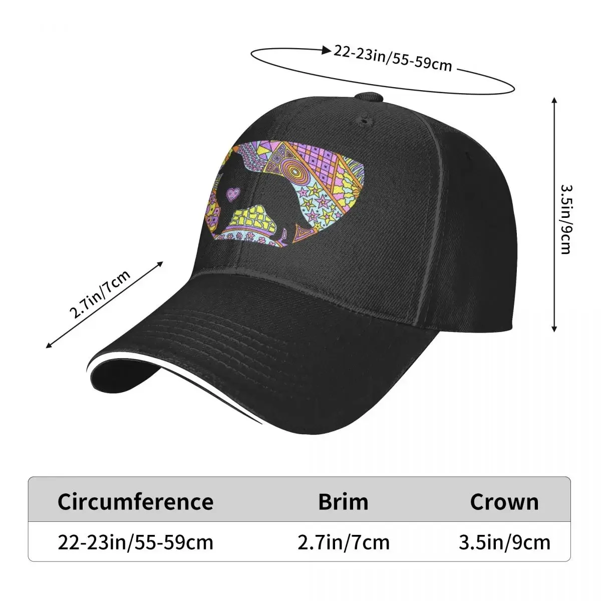 Zentangle Belgian in pastels Baseball Cap Vintage Christmas Hat Fashion Beach Golf Hat Man Women's Hats Men's