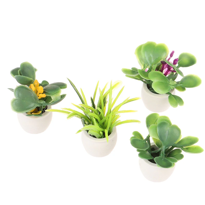 1PC 1:12 Dollhouse Decoration Green Plant Pot Miniature Green Plant In Pots Dollhouse Accessories Pretend Paly Toys