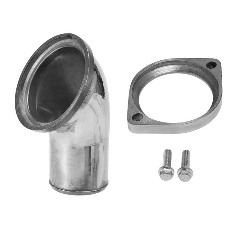 WAP01 SBC BBC 45° Swivel Polished Water Neck Thermostat Housing for Chevy V8 350 454 Silver