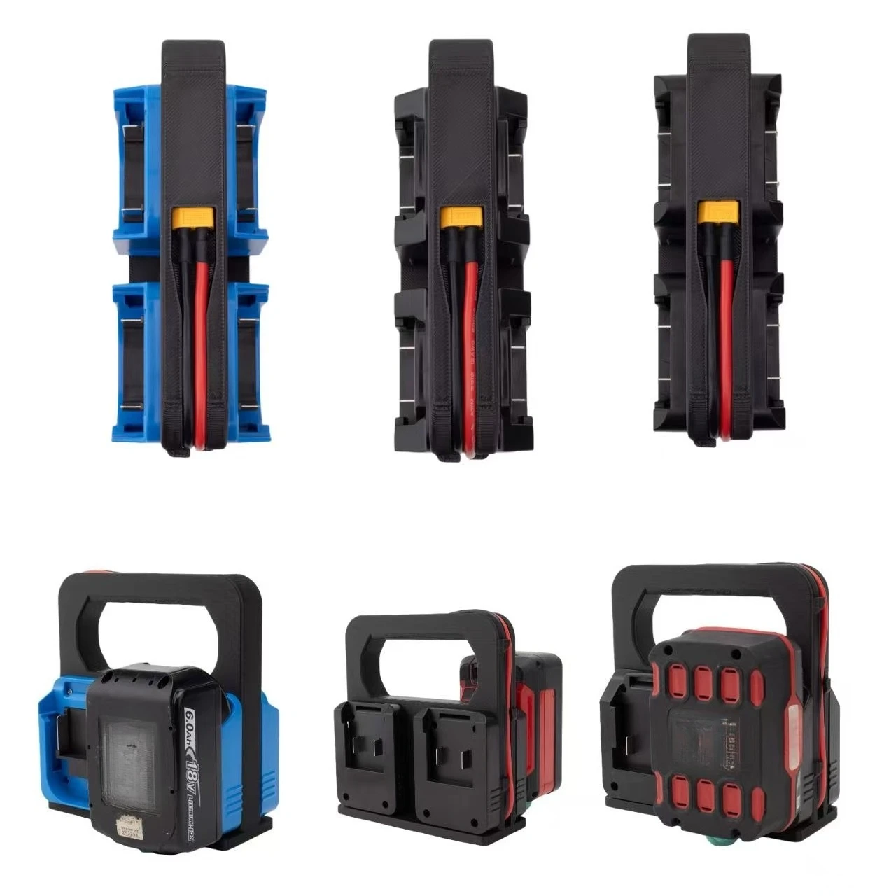 4 Slot Battery Caddy For Parkside / Ozito / Makita 18V W/XT60 Adapter Port 4 Slot Battery Caddy Carrying Case Battery Holder