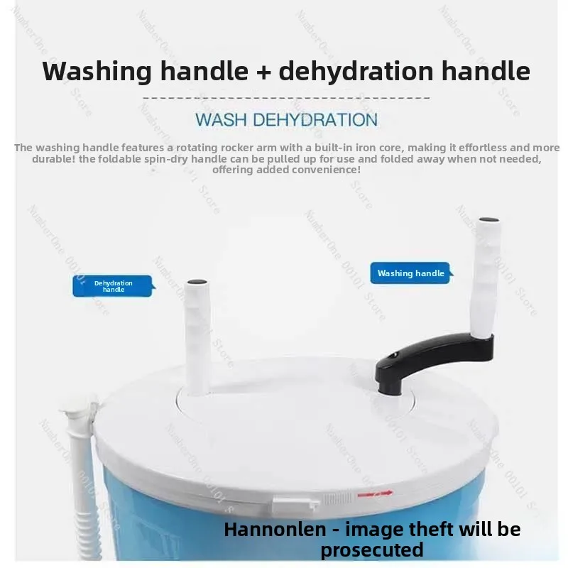 Handy Gadget Dormitory Manual Washing Machine Manual for Home Double Bucket Wet Clothes Wringing Clothes Dehydration Hand Crank