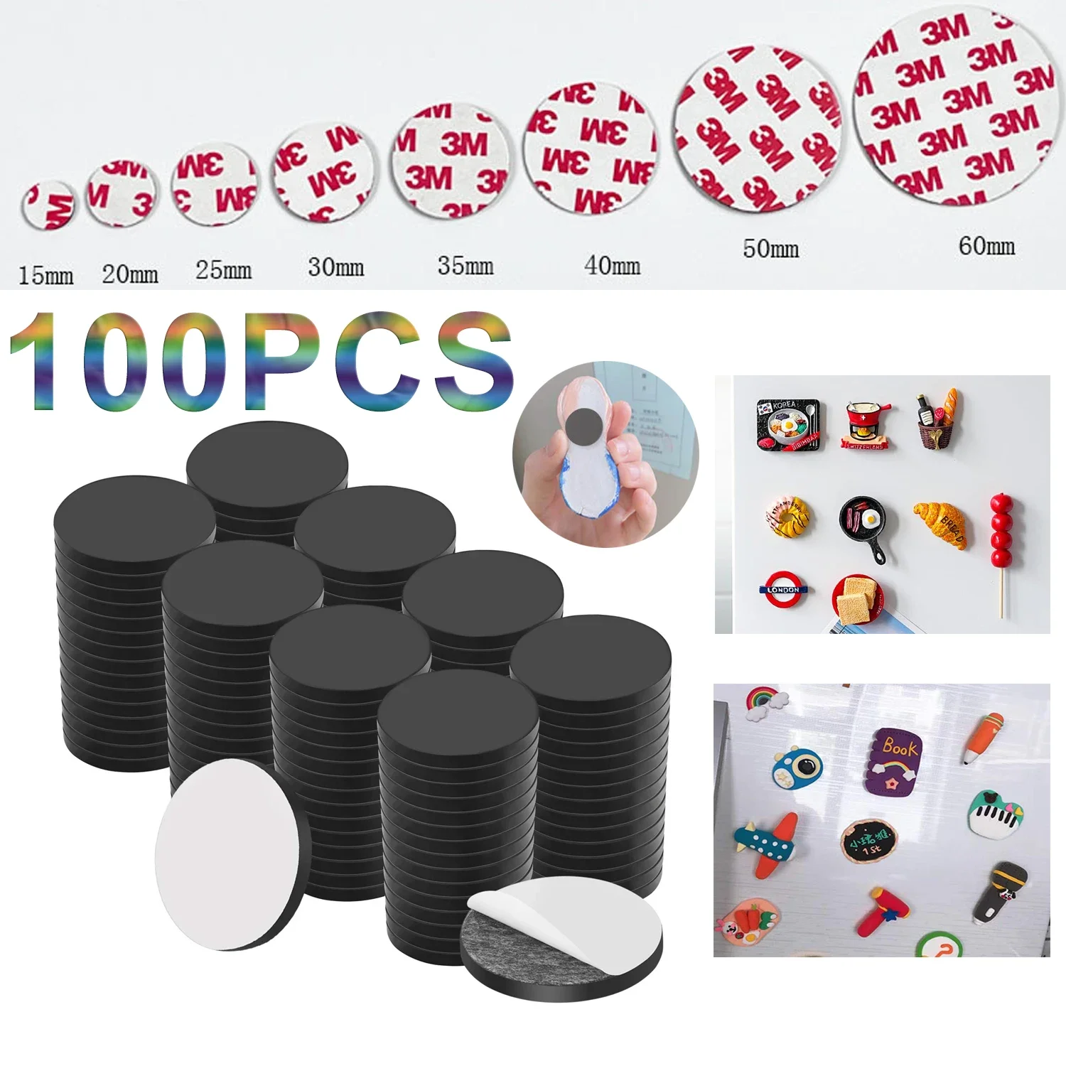 Flexible Magnetic Dot with Self Adhesive 100 PCS Round Small Magnetic Stickers DIY with Adhesive Backing Peel & Stick Stickers