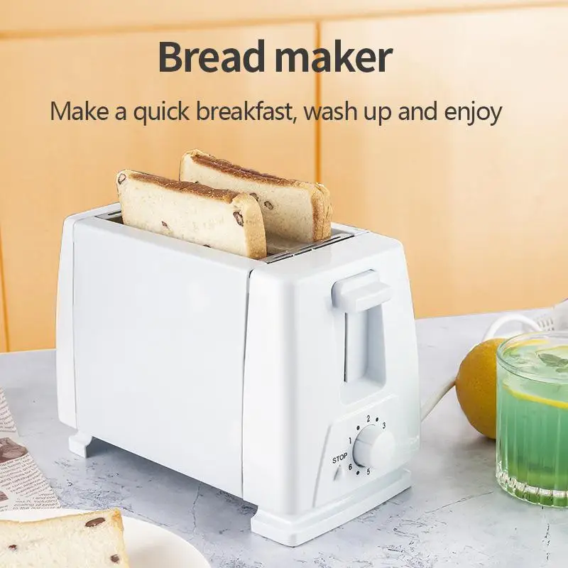 Automatic 2 Slices Toaster Removable Crumb Tray Electric Sandwich Breakfast Maker Pop Up 650W Kitchen Appliances