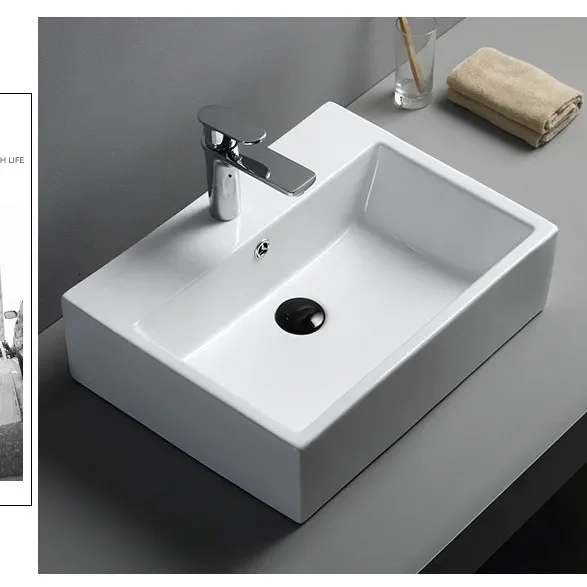Ceramic wash basin bathroom hotel table basin square face wash art