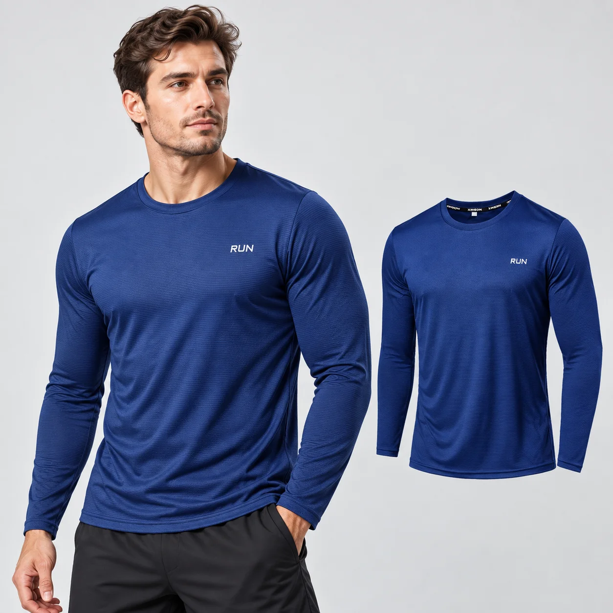 Men's Summer Ice Silk Long Sleeve T-Shirt Quick Dry Cooling Breathable UV Sun Protection Running Outdoor Shirt
