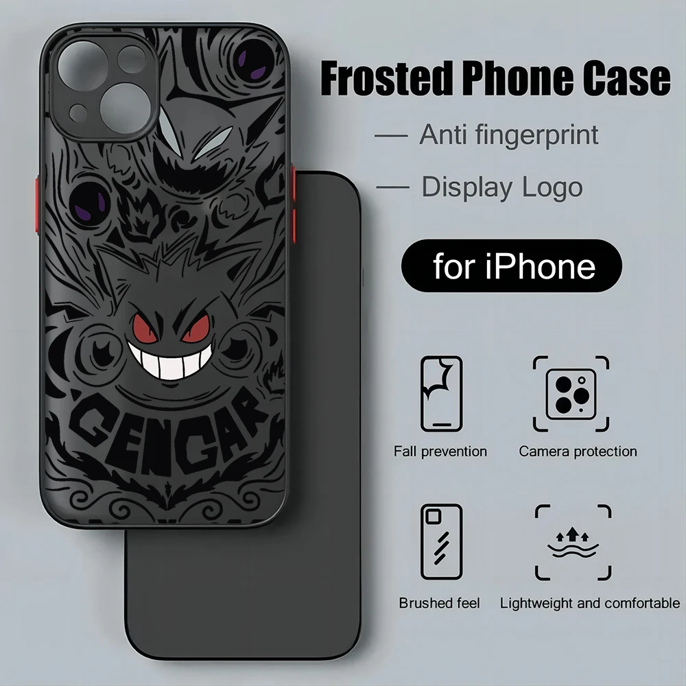 Evil Cartoon G-Gengars Phone Case For iPhone 15 14 13 12 11 Mini Pro Max X XR XSMax 7 8 Plus Matte Transparent Back Cover