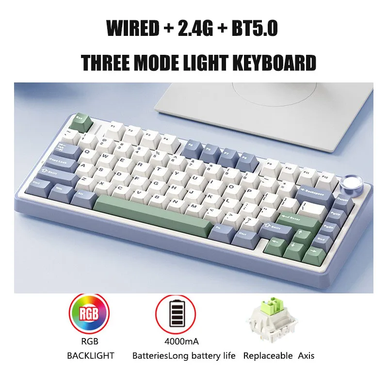 

Aula f75 mechanical keyboard wireless bluetooth teclado sem fio para tablet tastatur gaming key board pc klawiatura mechaniczna
