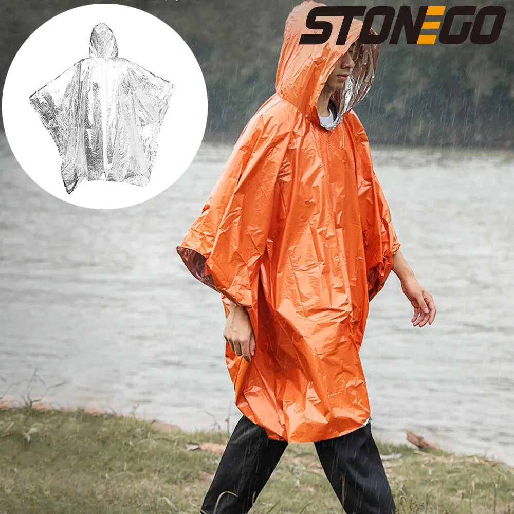 STONEGO First Aid Mackintosh Radiation Blanket PE Aluminium Film Windproof Moisture Emergency Outdoor Hiking Cape Poncho