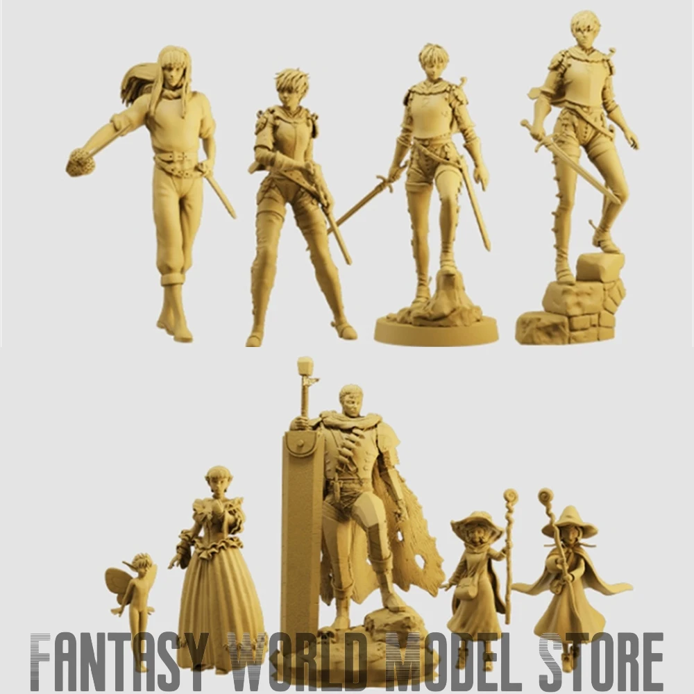 1/64 1/43 Maßstab 3D-Druck Harz Modell Comicfiguren Mut Casca Puck Griffith Miniatur statische weiße Modell Ornamente Geschenke